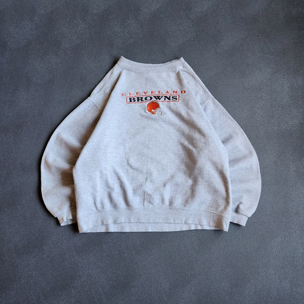 Vintage Cleveland Browns Embroidered Grey Pullover Sweatshirt XL